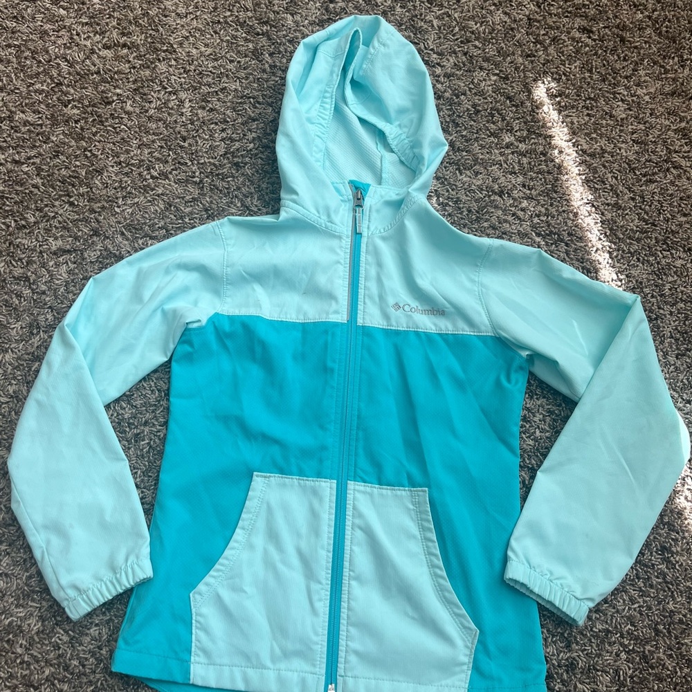 Columbia Light Blue Hooded Jacket Girls M